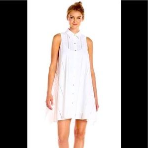 Calvin Klein While Eyelet Sleeveless Shirt Dress